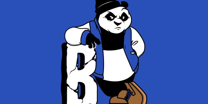 2000x1500 Vector Panda Leaning on the Custom Letter B Wearing jacket with Wool