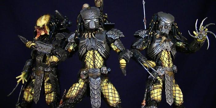 1280x720 NECA ALIEN VS PREDATOR AVP PREDATORS CHOPPER, CELTIC, AND SCAR