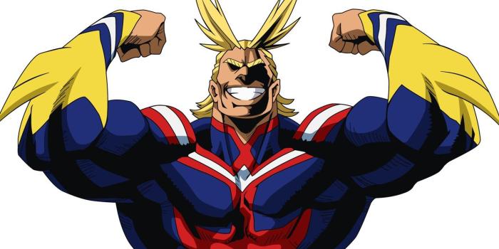 1332x850 Wallpaper smile, anime, blonde, hero, pose, manga, powerful, strong