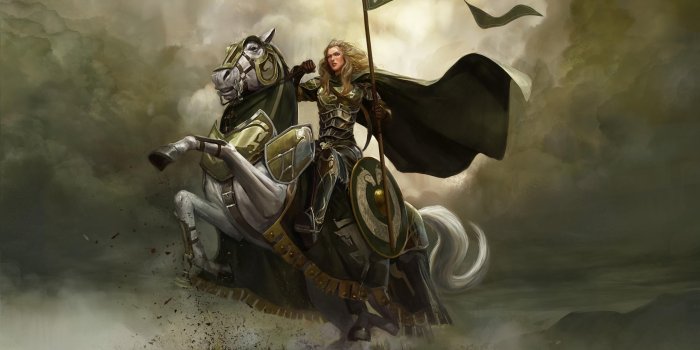 2560x1600 Knight riding on horse illustration, fantasy art, warrior HD