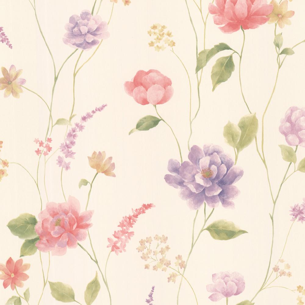 1000x1000 56.4 sq. ft. Hanne Pink Floral Pattern Wallpaper