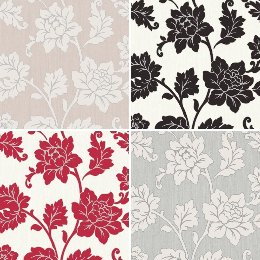 1000x1000 Details about Arthouse Anya Rose Flower Pattern Wallpaper Embossed Vinyl  Floral Glitter Motif