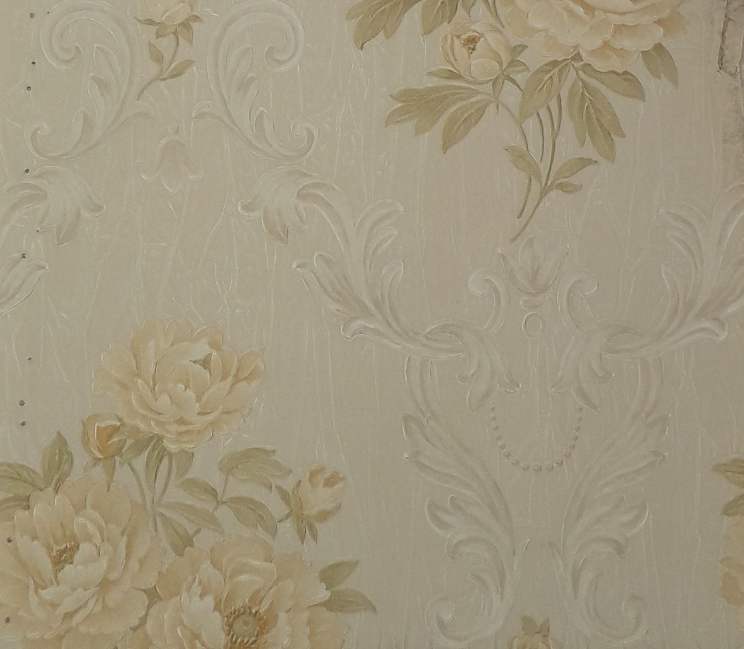 1477x1288 Alberto Pulino Yellow and Green Floral Pattern Wallpaper MJ82103