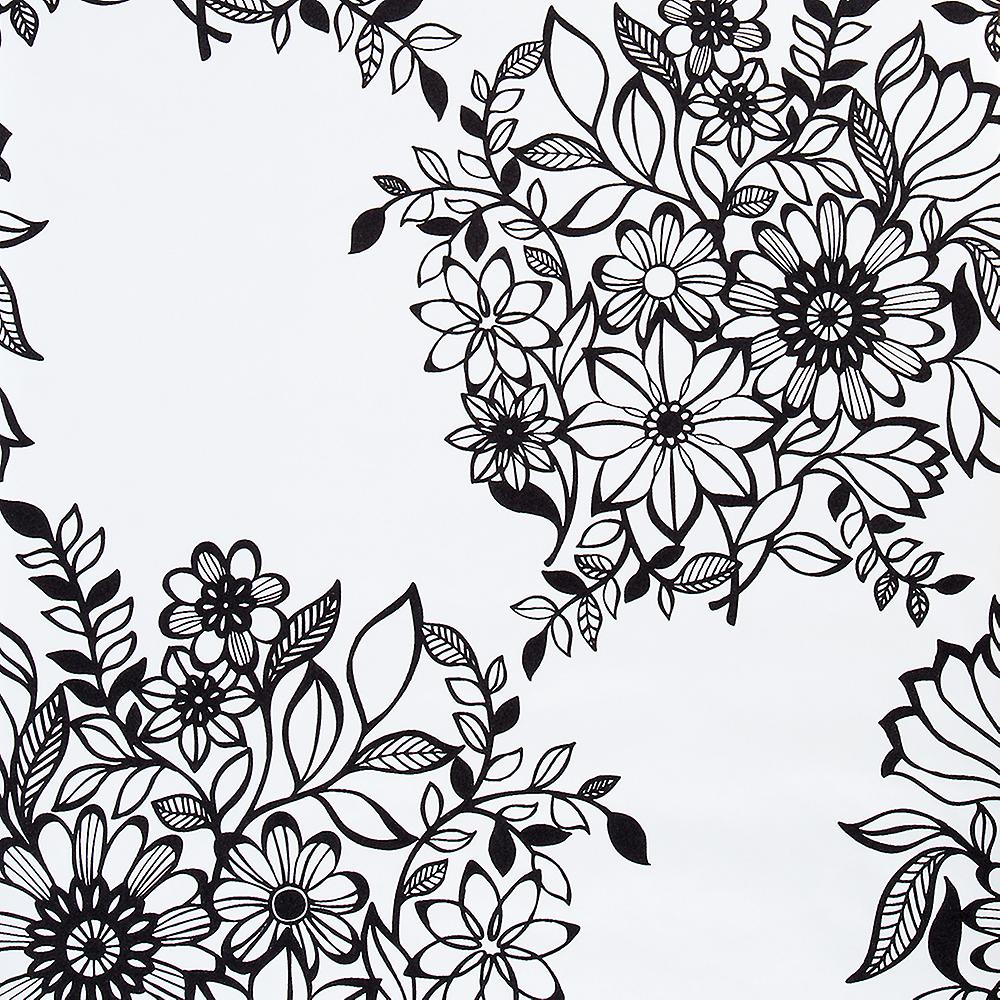 1000x1000 Graham & Brown Floral Patterned Wallpaper Roll - Chase - White & Black -  30-892