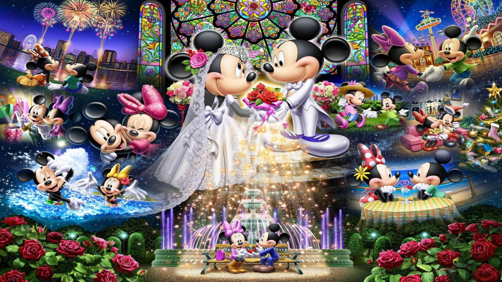 2560x1440 HD wallpaper: Walt Disney Mickey And Minnie Love Couple Wallpaper Hd