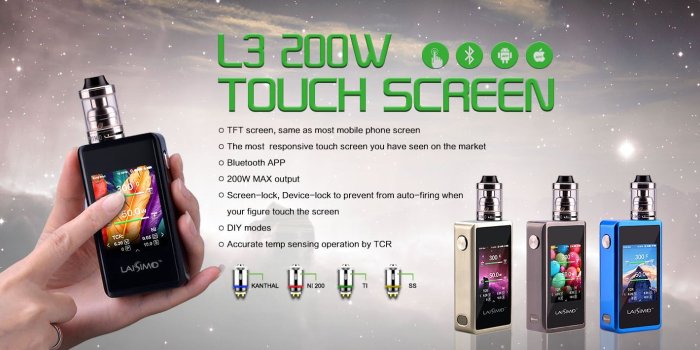 1440x709 LAISIMO L3 Touch 200W_Products_LAISIMO® Your right vaping choice！