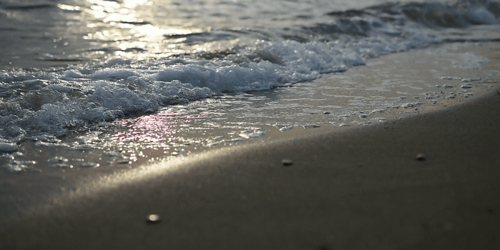 1920x1080 Nirvana on the Beach - Peaceful Idyllic Scene of a Golden Sunset Over the  Sea, Waves Slowly Splashing on the Sand. Closeup of Calm Sea at Dusk. Sun 