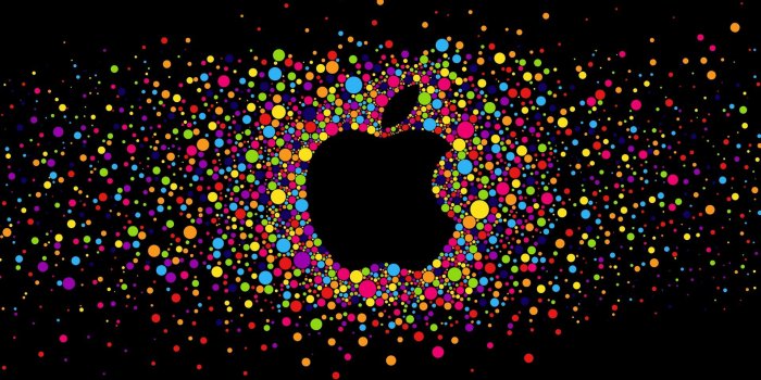1920x1080 Colorful Circles with Black Background and Apple Logo Wallpaper