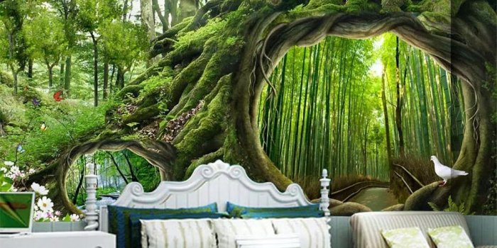 1000x800 US $9.0 40% OFF|Beibehang Wallpaper mural magic forest tree cafe children's  room background walls home decor living room bedroom 3d wallpaper-in