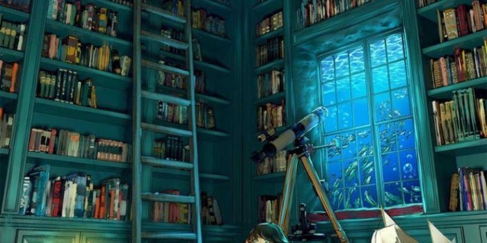 736x1308 anime room girl planet beauty magic books | wallpaper in 2019 | Art