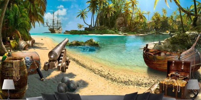 900x900 US $9.3 48% OFF|Beibehang Custom Wallpaper 3d papel de parede Photo mural  Magic Pirate Treasure Island Landscape TV Background wall paper mural-in