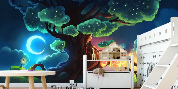2600x1418 Magic Wood Kids Wallpaper Wall Nursery Photo Wallpaper Fairytale Town  Exclusive Design Kids Room Sticker Baby Wall Murals Eco Wallpaper