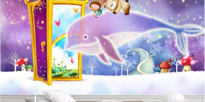1000x823 US $16.42 45% OFF|Custom mural photo 3d room wallpaper Cartoon creative  magic whale bear picture painting 3d wall murals wallpaper for walls 3 d-in 