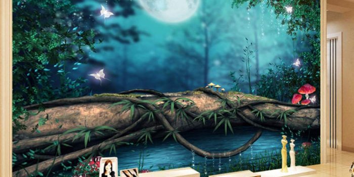 1050x1050 Magic Moonlight Jungle Natural Scenery Wallpaper TV Sofa Living Room  Wallpaper Wallpaper Large Seamless Wall
