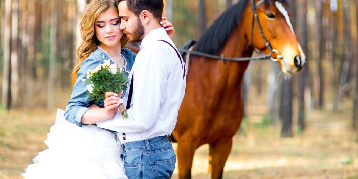3840x2400 Wallpaper female horse marriage Blonde girl Men Couples in 3840x2400