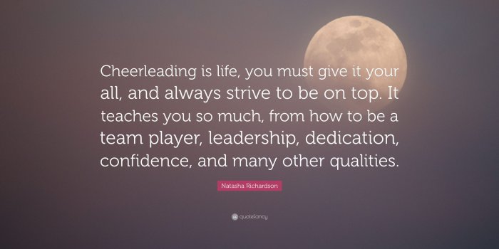 3840x2160 Natasha Richardson Quote: “Cheerleading is life, you must give it