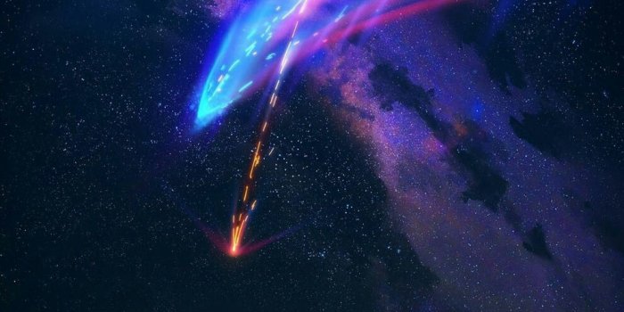 990x1600 galaxy, city, comet | Amazing | Your name wallpaper, Kimi no na wa