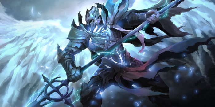 6496x4547 Battlecraft character digital wallpaper, fantasy art, knight, spear