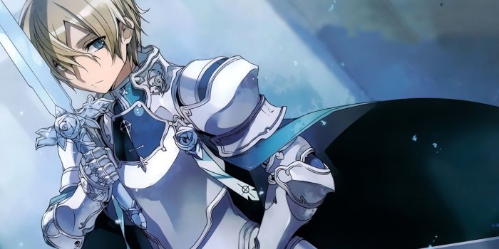 1332x850 Wallpaper sword, emblem, knight, cloak, blonde, sheath, blue rose