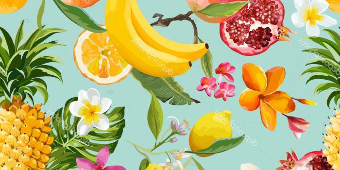 1920x2040 Stock Illustration Seamless Tropical Fruits Pattern Exotic | SOIDERGI