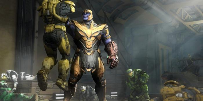 1332x850 Wallpaper halo, spartan, master chief, titan, thanos, avengers