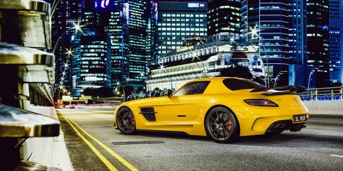 3840x2160 Mercedes-Benz SLS AMG Yellow Car, City Night ❤ 4K HD Desktop