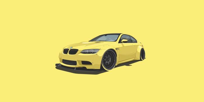 1332x850 Wallpaper BMW, Car, Yellow, Minimalistic images for desktop, section
