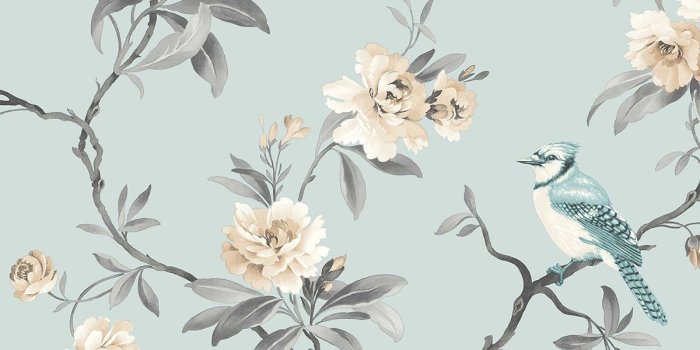 1200x1200 Chinoiserie Blue Floral Wallpaper