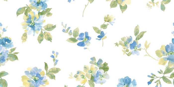 1000x1000 Captiva Blue Watercolor Floral Wallpaper