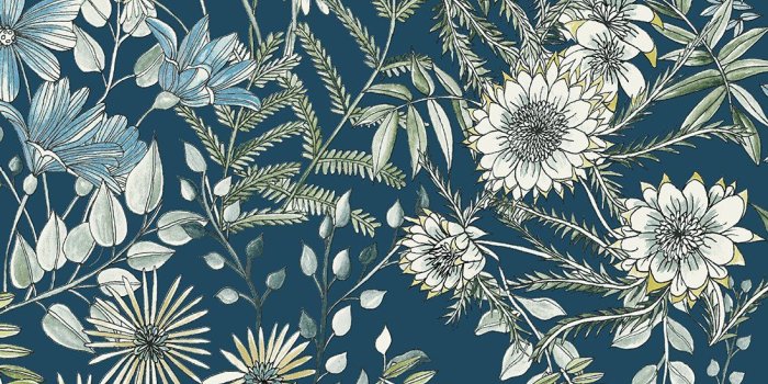 1097x1800 A Street Prints Full Bloom Navy Blue Floral Wallpaper