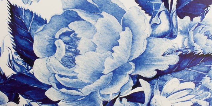 800x1200 Bold Floral Blue and White Removable Wallpaper - One Room Challenge