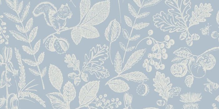 1000x1000 Details about Blue Floral Wallpaper Leafs Berries Rabbits Hedgehogs Country  Folk Arthouse