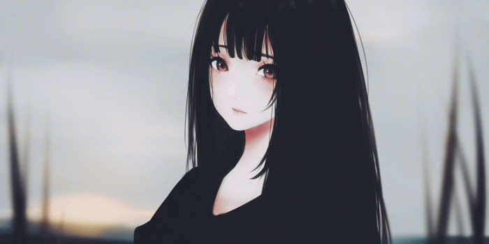 1280x1024 Download 1280x1024 Anime Girl, Black Hair, Sad Expression, Semi