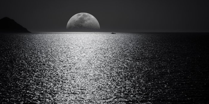 4938x2778 White Black Moon Evening Night Time Seascape 5k, HD Nature, 4k