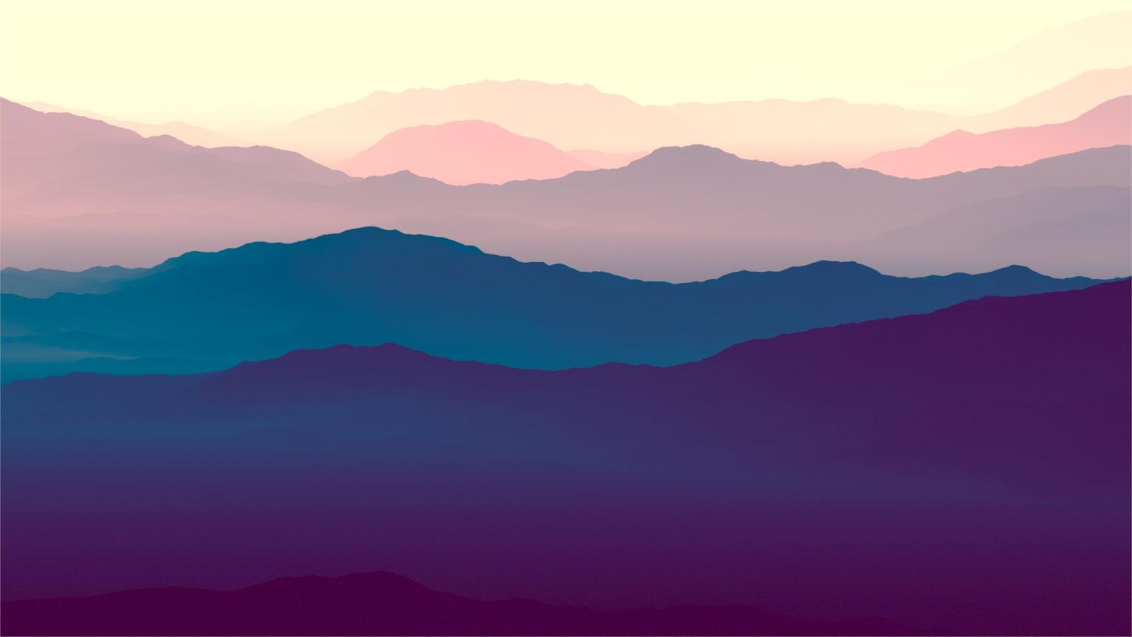 2560x1440 Download 2560x1440 wallpaper mountains, landscape, purple sunset