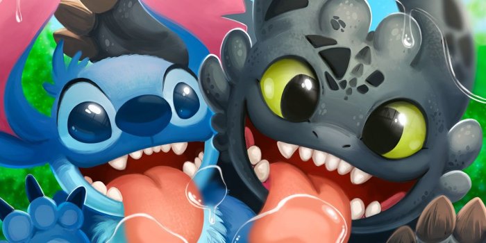 1332x850 Wallpaper kawaii, alien, cartoon, crossover, Stitch, cute, How to