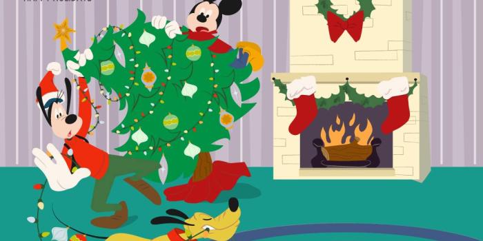 1024x768 Download Our 'Happy Holidays' Wallpaper – Starring Mickey, Goofy