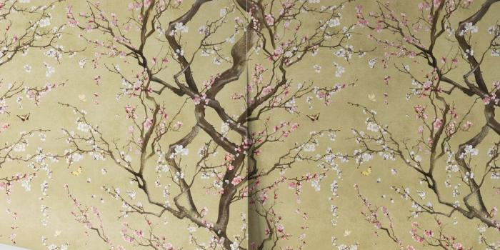 1100x1320 Plum Blossom Wallpaper in Gold from the Kingdom Home Collection by