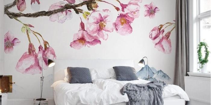 1000x800 US $9.0 40% OFF|Beibehang Home decoration wallpaper modern fresh pink plum  blossom landscape water tv 3D living room background wallpaper murals-in