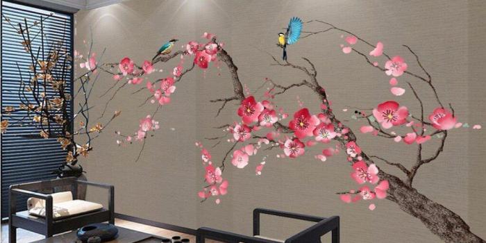 1000x940 US $21.7 45% OFF|Customize 3D Photo Wallpaper Chinese style Plum blossom  Murals Wall Paper For Sofa Background Living Room Study Room Mural Decor-in 