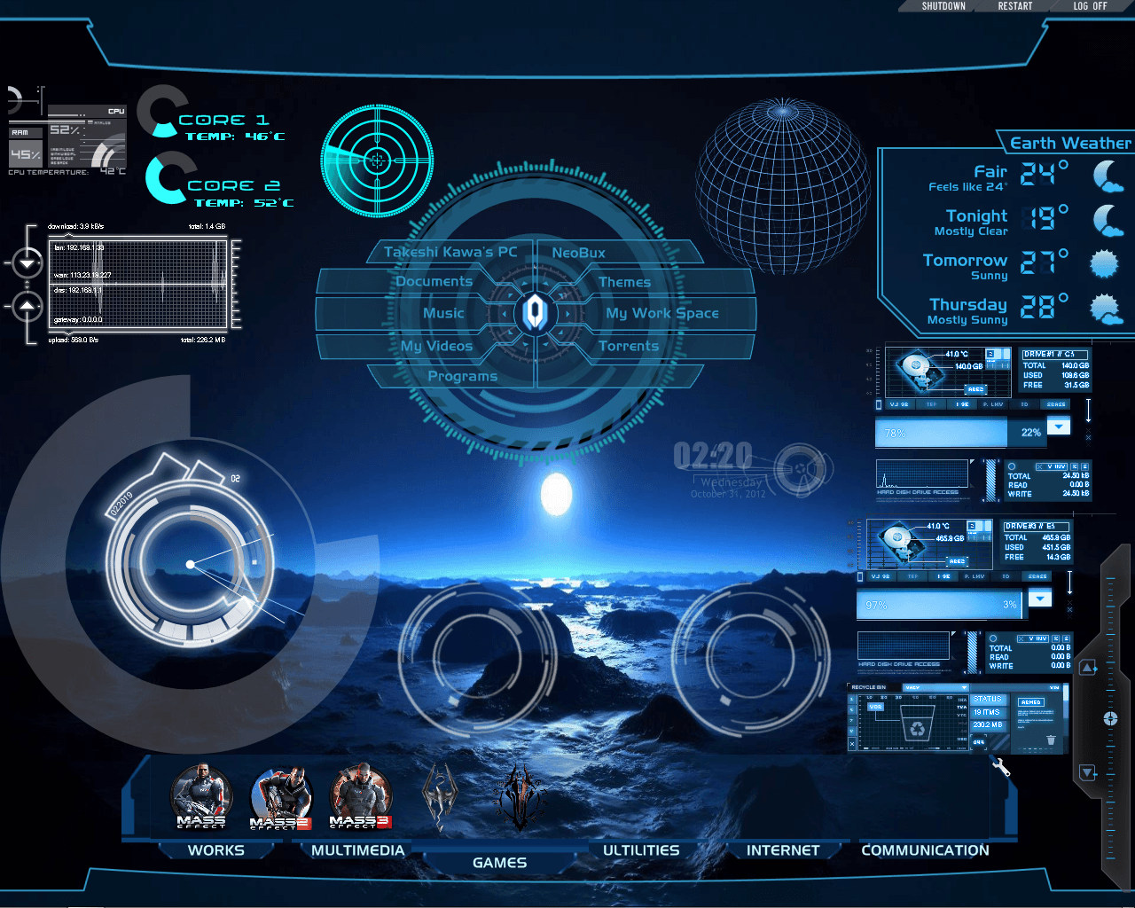 1280x1024 Hi-Tech Desktop Rainmeter for all windows by takeshikawa.deviantart