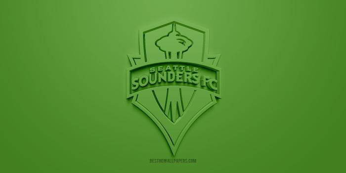 2560x1600 Download wallpapers Seattle Sounders FC, creative 3D logo, green