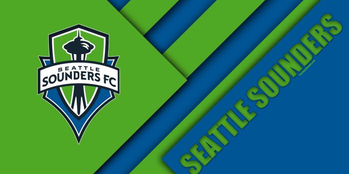 3840x2400 Download wallpapers Seattle Sounders FC, material design, 4k, logo