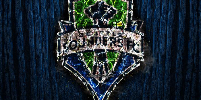 1920x1200 Download wallpapers Seattle Sounders FC, scorched logo, MLS, blue