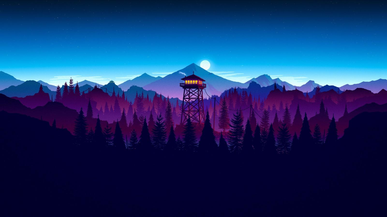 3840x2160 General 3840x2160 Firewatch night forest | PurpleLuv! in 2019
