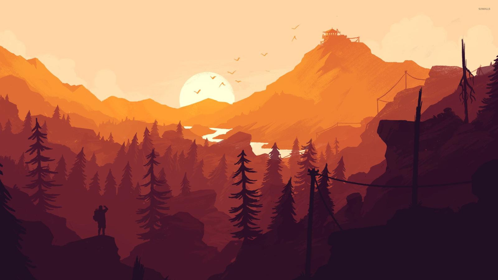 2560x1440 Orange sunset in Firewatch wallpaper - Game wallpapers - #53317