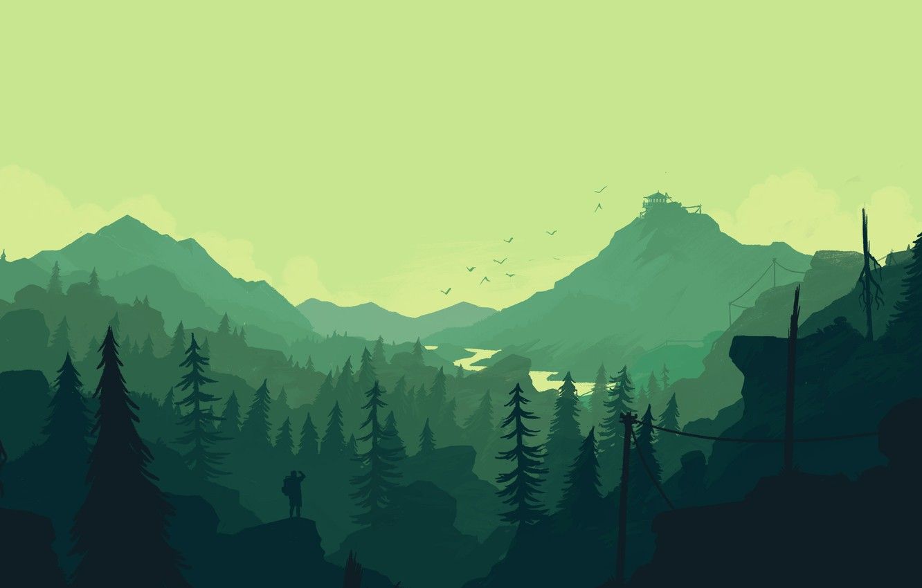 1332x850 Wallpaper Mountains, The game, People, Forest, View, Silhouette