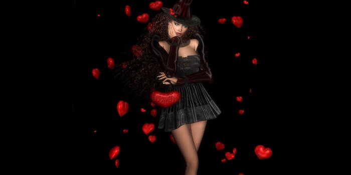 2560x1600 Beautiful 3D Girl with Red Hearts widescreen wallpaper | Wide