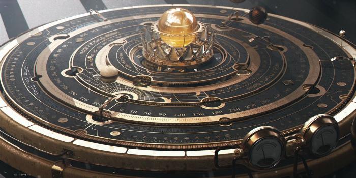 1920x1080 Round black and gold celestial clock wallpaper HD wallpaper