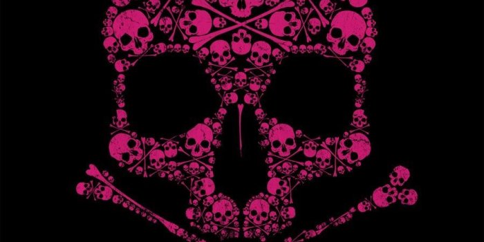 900x1200 Black and Pink Skull and cross bones of skulls and cross bones